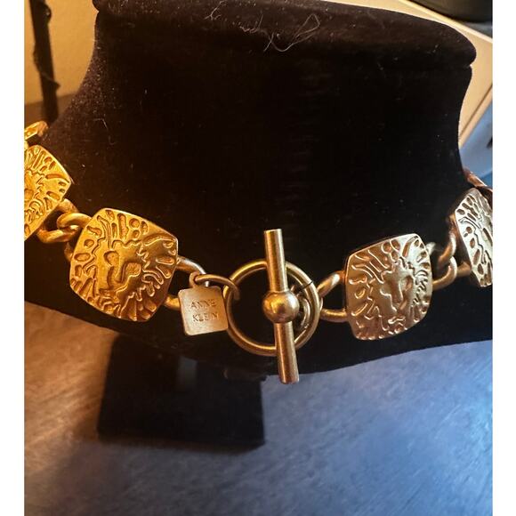 VINTAGE 90'S ANNE KLEIN SIGNATURE LOGO GOLD CHOKER; 16" - Picture 2 of 3